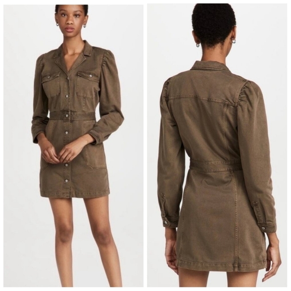 NWT Rails Lisette Button Up Mini Shirt Dress in Moss Green Medium - Picture 3 of 10